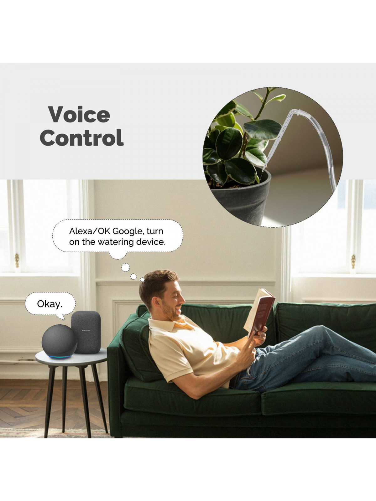 Moes "WWP-GDT102W-MS" - Arroseur automatique pour plantes intérieures WiFi - Compatible Tuya Smart Life, Alexa et Google Home