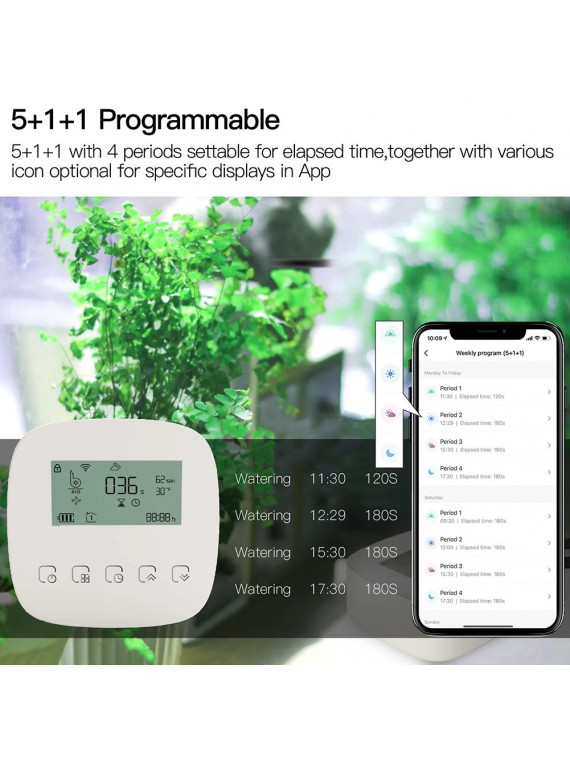 Moes "WWP-BY-908" - Système d'arrosage WiFi par microgouttes pour plantes - Compatible Tuya Smart Life, Alexa et Google Home