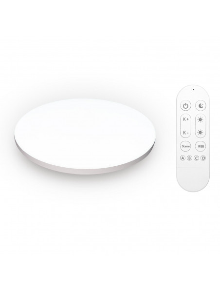 Moes "WCL-XJ24-RCW-Y-WH-MS" - Plafonnier WiFi LED RGB+CCT avec télécommande Beacon - Compatible Tuya Smart Life, Alexa et Google