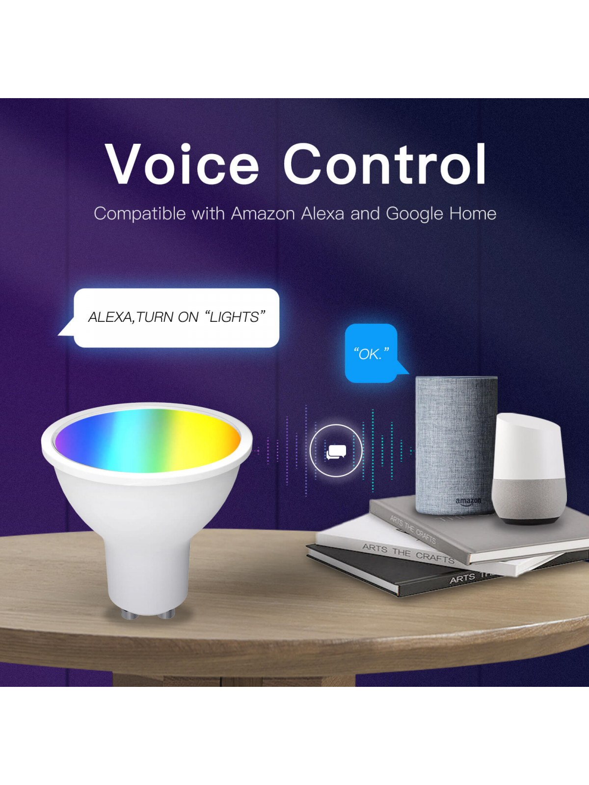 Moes "WB-TD5-RWW-GU10-220-MS" - Ampoule WiFi GU10 couleur RGBW + blanc chaud - Compatible Tuya Smart Life, Alex