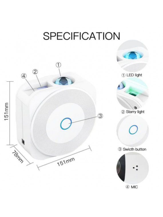 Moes "WL-NX-EUSPF-MS" - Projecteur WiFi d'ambiances colorées avec synchronisation musicale - Compatible Lidl Home, Tuya, Alexa
