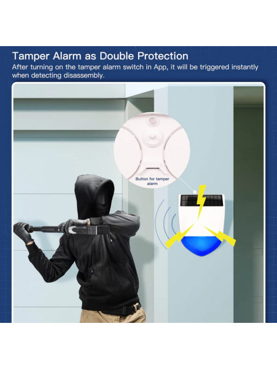 Moes "WSS-LO-SLA02-EN" - Sirène extérieure WiFi (Avec batterie et panneau solaire) - Compatible Tuya Smart Life