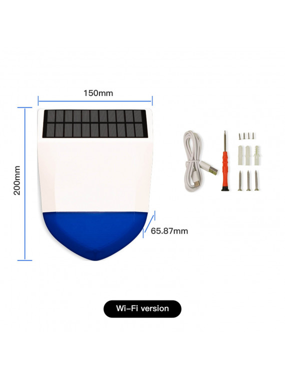 Moes "WSS-LO-SLA02-EN" - Sirène extérieure WiFi (Avec batterie et panneau solaire) - Compatible Tuya Smart Life
