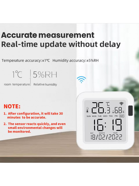 Moes "WSS-FL-TH16-WH-EN" - Capteur de température et d'humidité WiFi avec écran - Compatible Tuya Smart Life et Lidl Home