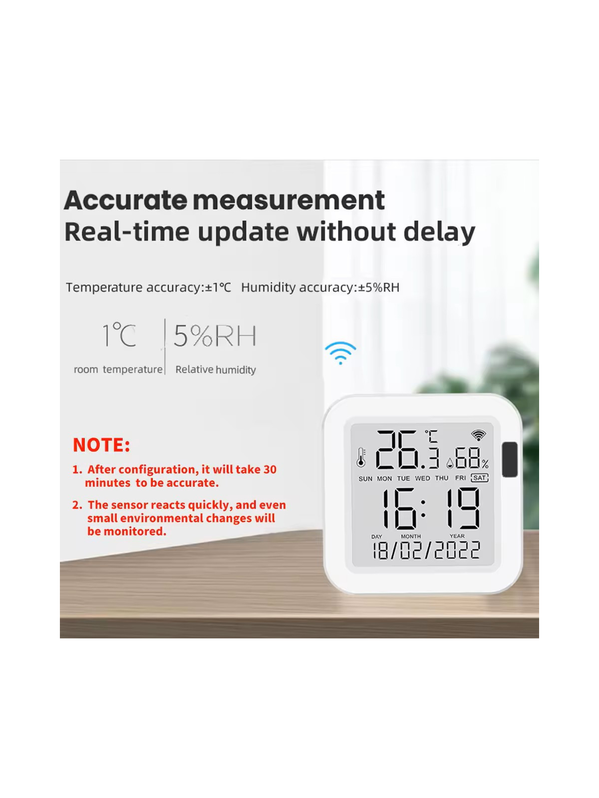 Moes "WSS-FL-TH16-WH-EN" - Capteur de température et d'humidité WiFi avec écran - Compatible Tuya Smart Life et Lidl Home