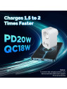 Moes "WP-EU16M-2U1C-WH-MS" - Prise WiFi 16A mesure de conso - 2x ports USB + 1x port Type-C pour charge rapide - Compatible Tuya