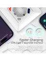 Moes "WK-Y-EU-1U1C-WH-EN" - Prise encastrée WiFi 16A - 1x ports USB + 1x port Type-C pour charge rapide - Compatible Tuya