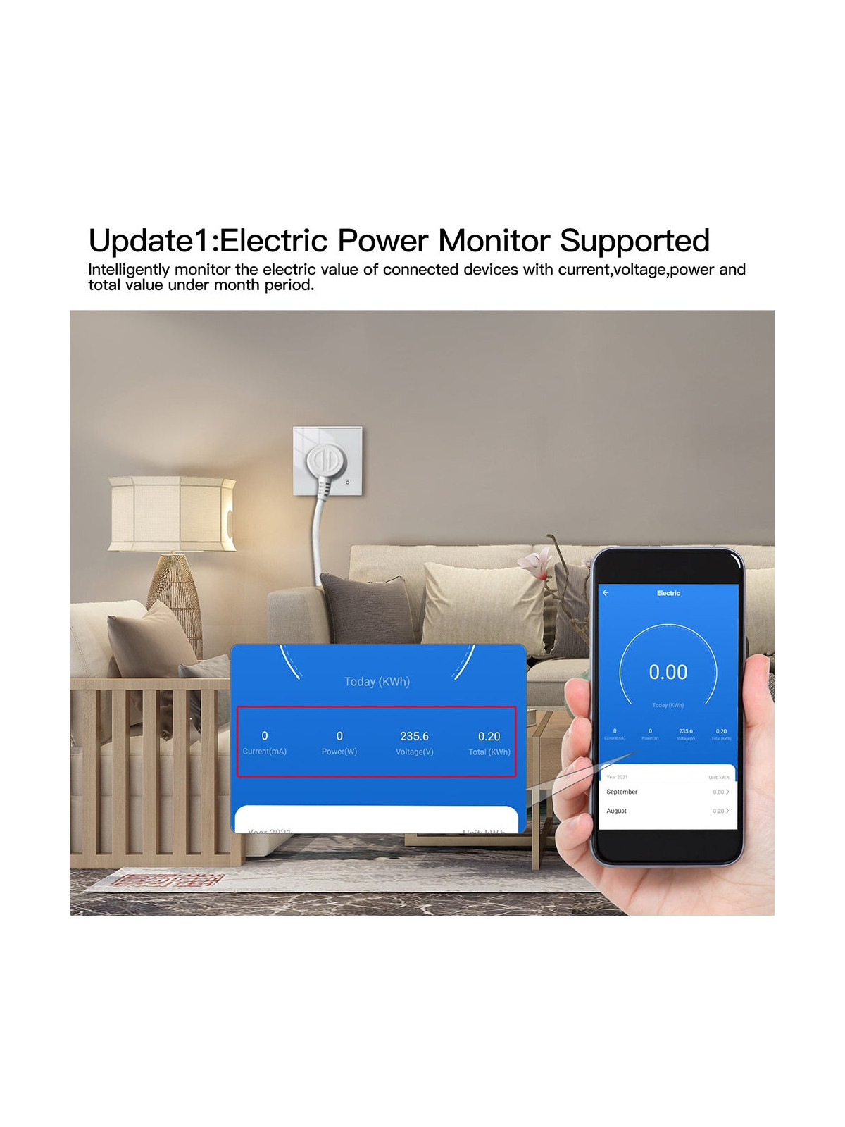 Moes "WK-FR16M-XX-MS" - Prise WiFi murale encastrée 16A connectée avec mesure de conso - Compatible Tuya, Google Home et Alexa