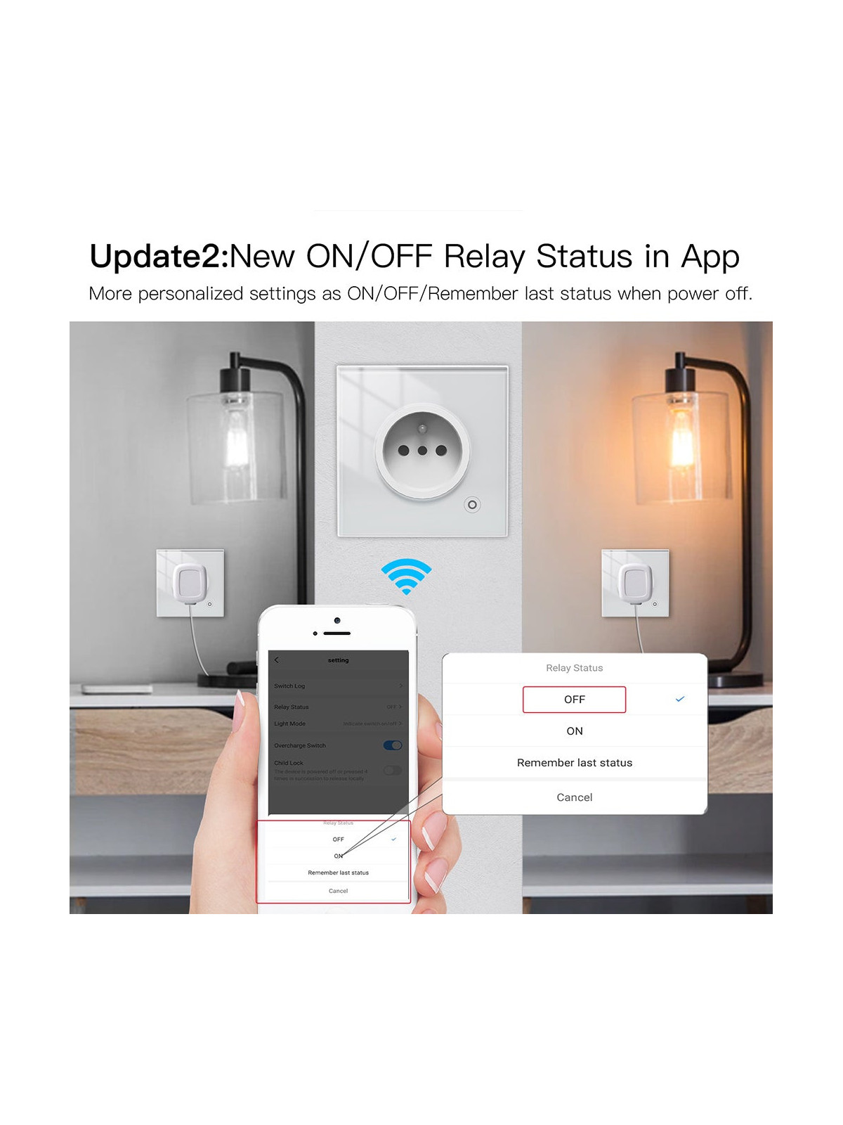 Moes "WK-FR16M-XX-MS" - Prise WiFi murale encastrée 16A connectée avec mesure de conso - Compatible Tuya, Google Home et Alexa