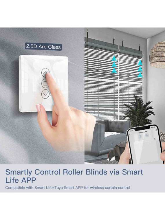 Moes "WS-V-EUC-3D-XX-MS" - Interrupteur WiFi tactile pour volet roulant - Compatible Tuya Smart Life, Google Home et Alexa