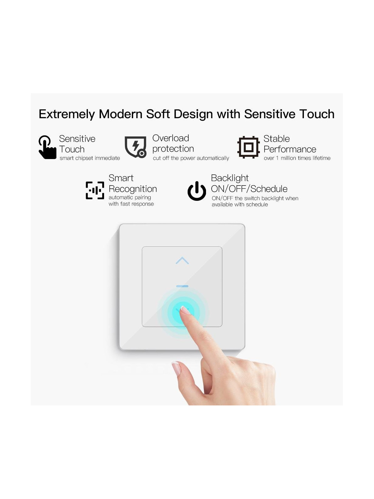 Moes "WS-Y-EUTC-N-XX-MS" - Interrupteur WiFi pour volet roulant - Compatible Tuya Smart Life, Google Home et Alexa