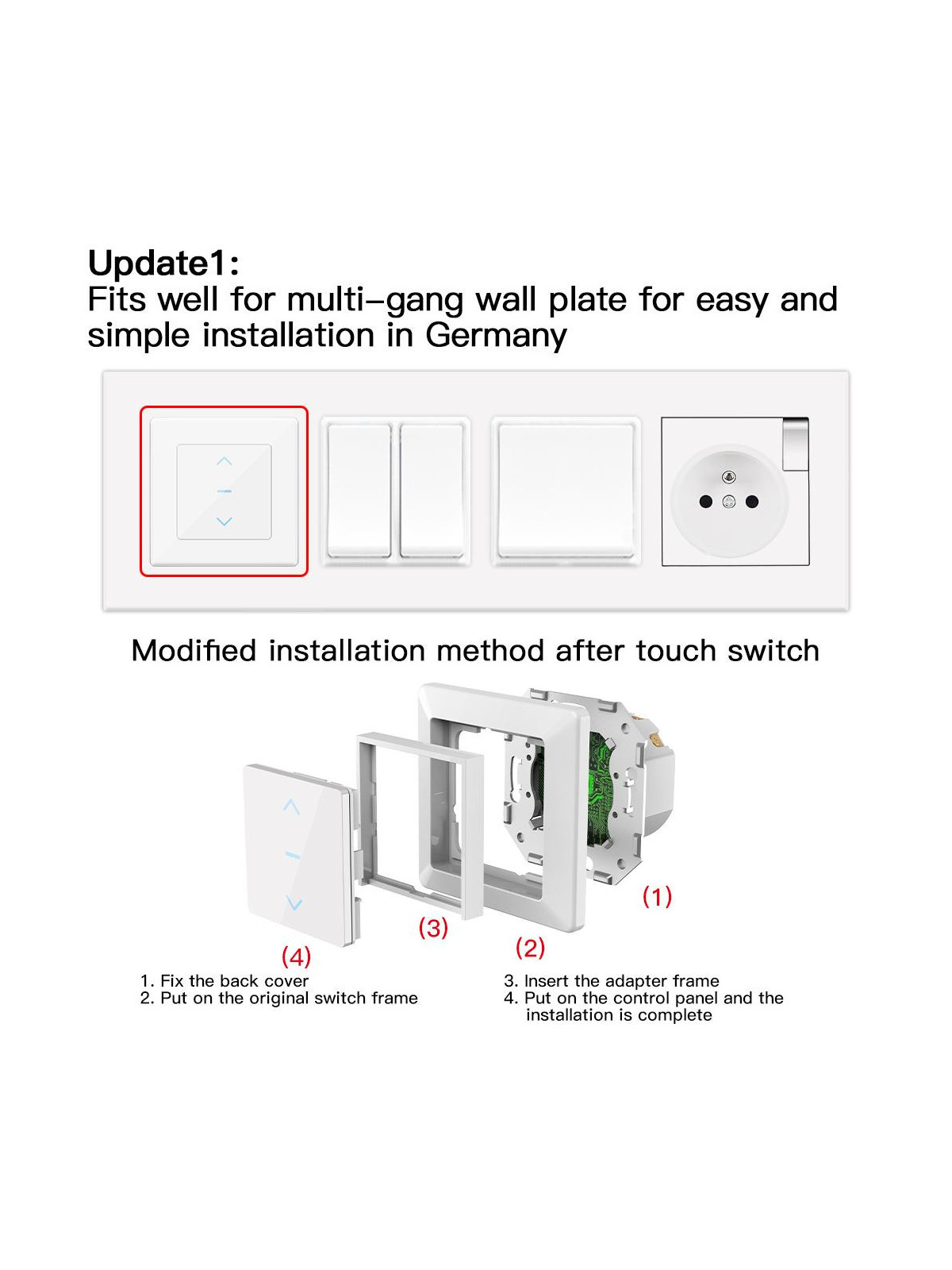 Moes "WS-Y-EUTC-N-XX-MS" - Interrupteur WiFi pour volet roulant - Compatible Tuya Smart Life, Google Home et Alexa