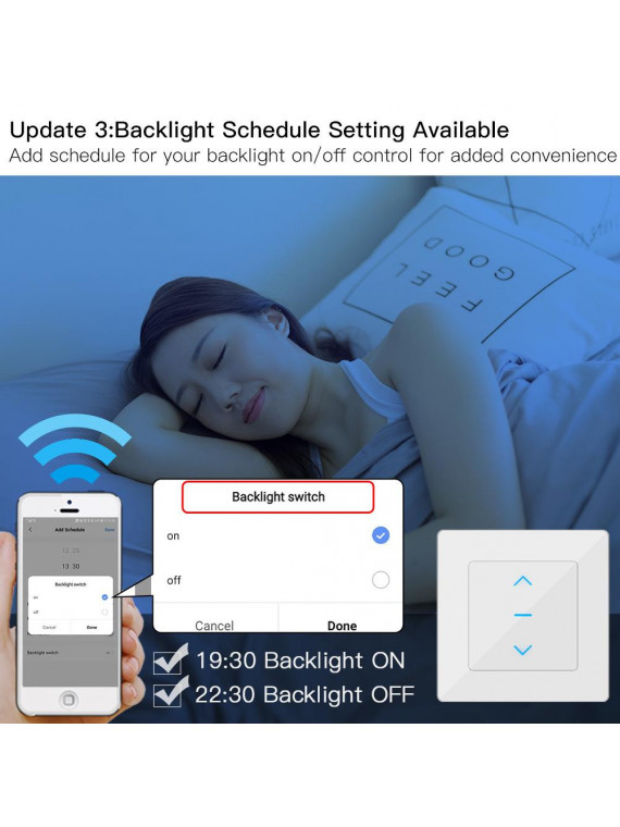 Moes "WS-Y-EUTC-N-XX-MS" - Interrupteur WiFi pour volet roulant - Compatible Tuya Smart Life, Google Home et Alexa