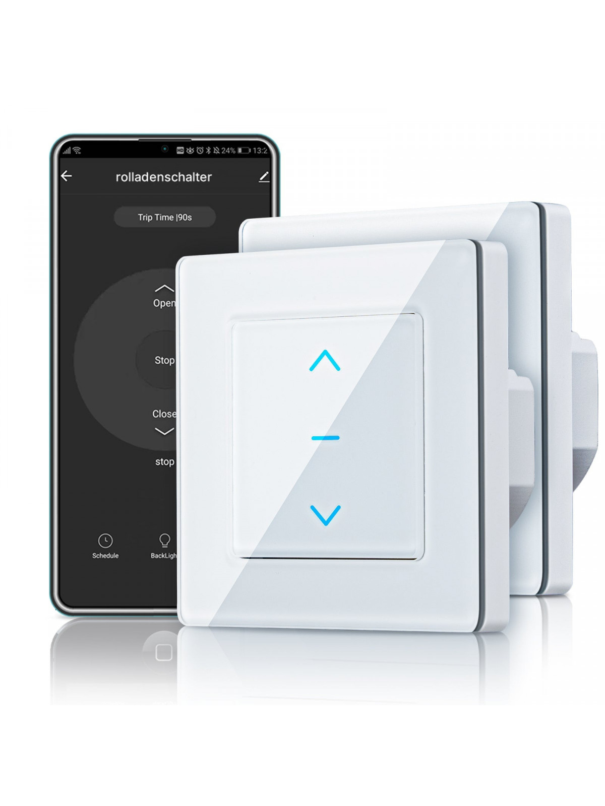 Moes "WS-Y-EUTC-N-XX-MS" - Interrupteur WiFi pour volet roulant - Compatible Tuya Smart Life, Google Home et Alexa