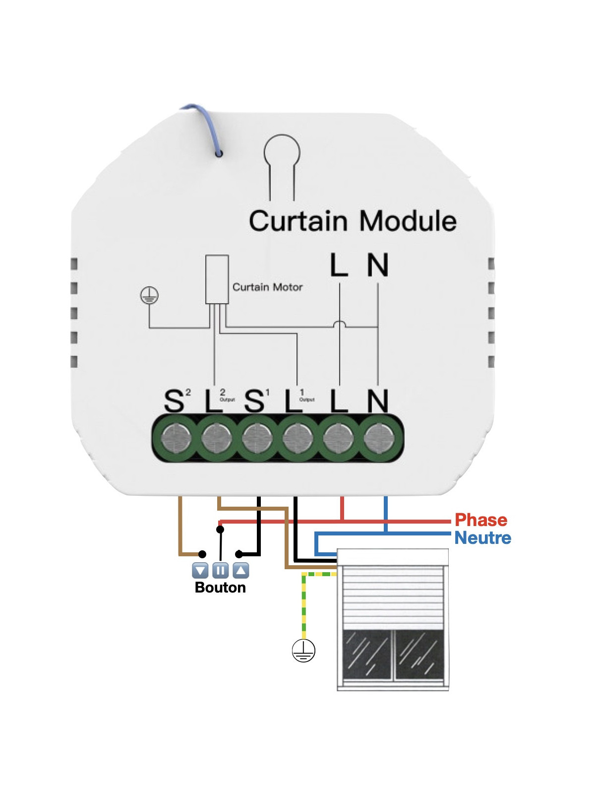 Moes "WM-108-MS / TUYA-MMVR" - Micromodule WiFi pour volet roulant - Compatible Tuya Smart Life, Google Home et Amazon Alexa...