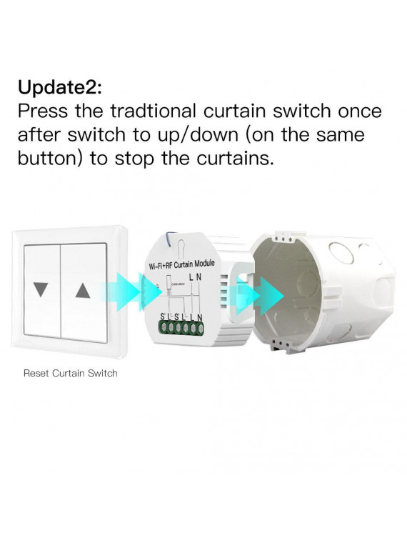 Moes "WM-108-MS / TUYA-MMVR" - Micromodule WiFi pour volet roulant - Compatible Tuya Smart Life, Google Home et Amazon Alexa...