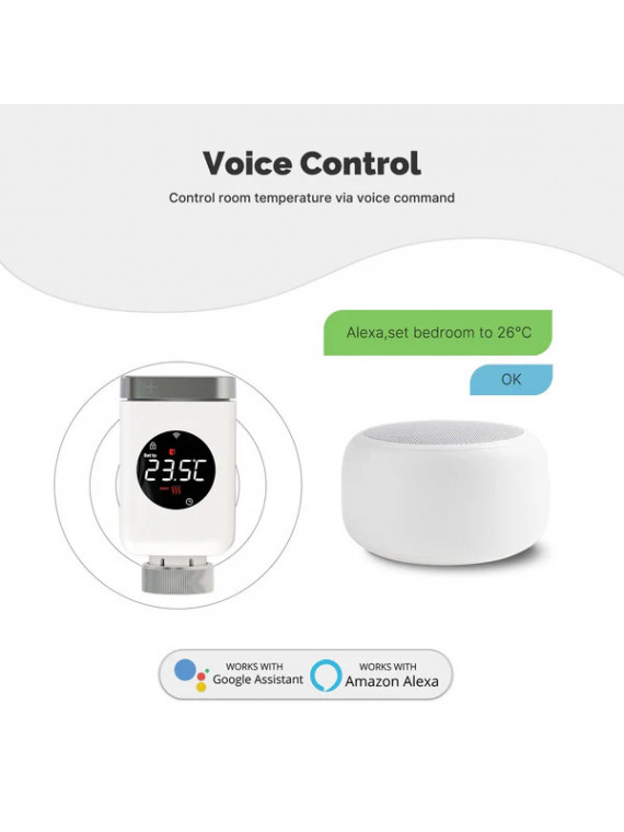 Moes "WTRV-801-MS" - Tête thermostatique WiFi - Compatible Tuya Smart Life, Lidl Home,  Google Home, Amazon Alexa