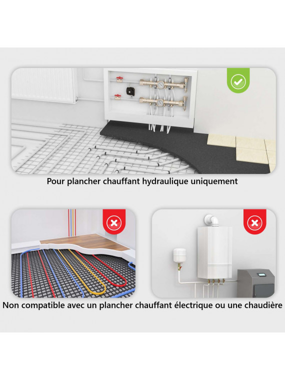 Moes "WHT-009-GA-XX-MS" - Thermostat WiFi pour plancher chauffant hydraulique - Compatible Tuya Smart Life, Google Home et Alexa