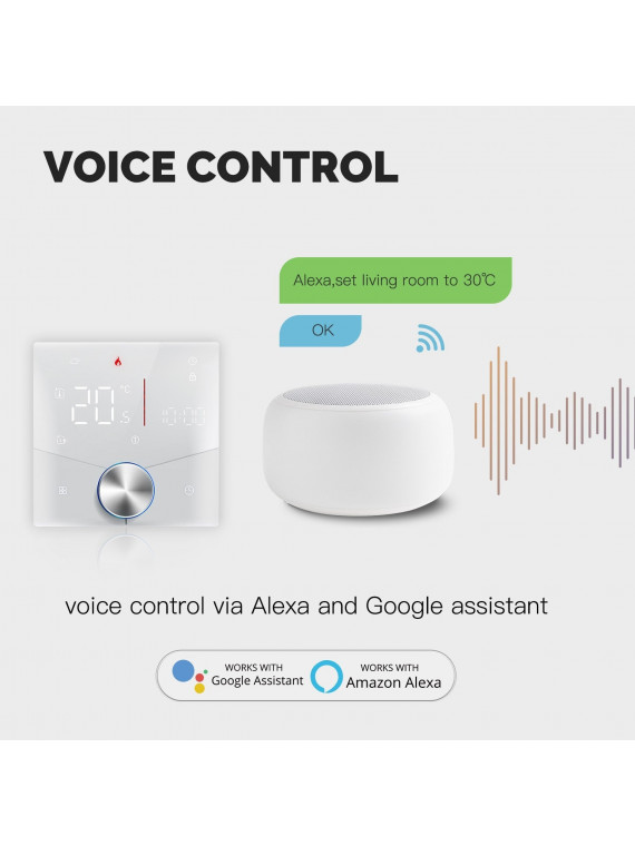 Moes "WHT-009-GA-XX-MS" - Thermostat WiFi pour plancher chauffant hydraulique - Compatible Tuya Smart Life, Google Home et Alexa