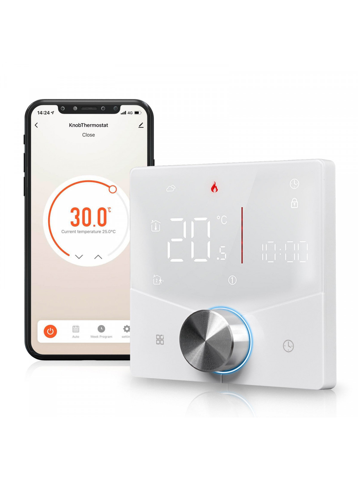 Moes "WHT-009-GC-XX-MS" - Thermostat contact sec WiFi pour chaudière - Compatible Tuya Smart Life, Google Home et Alexa