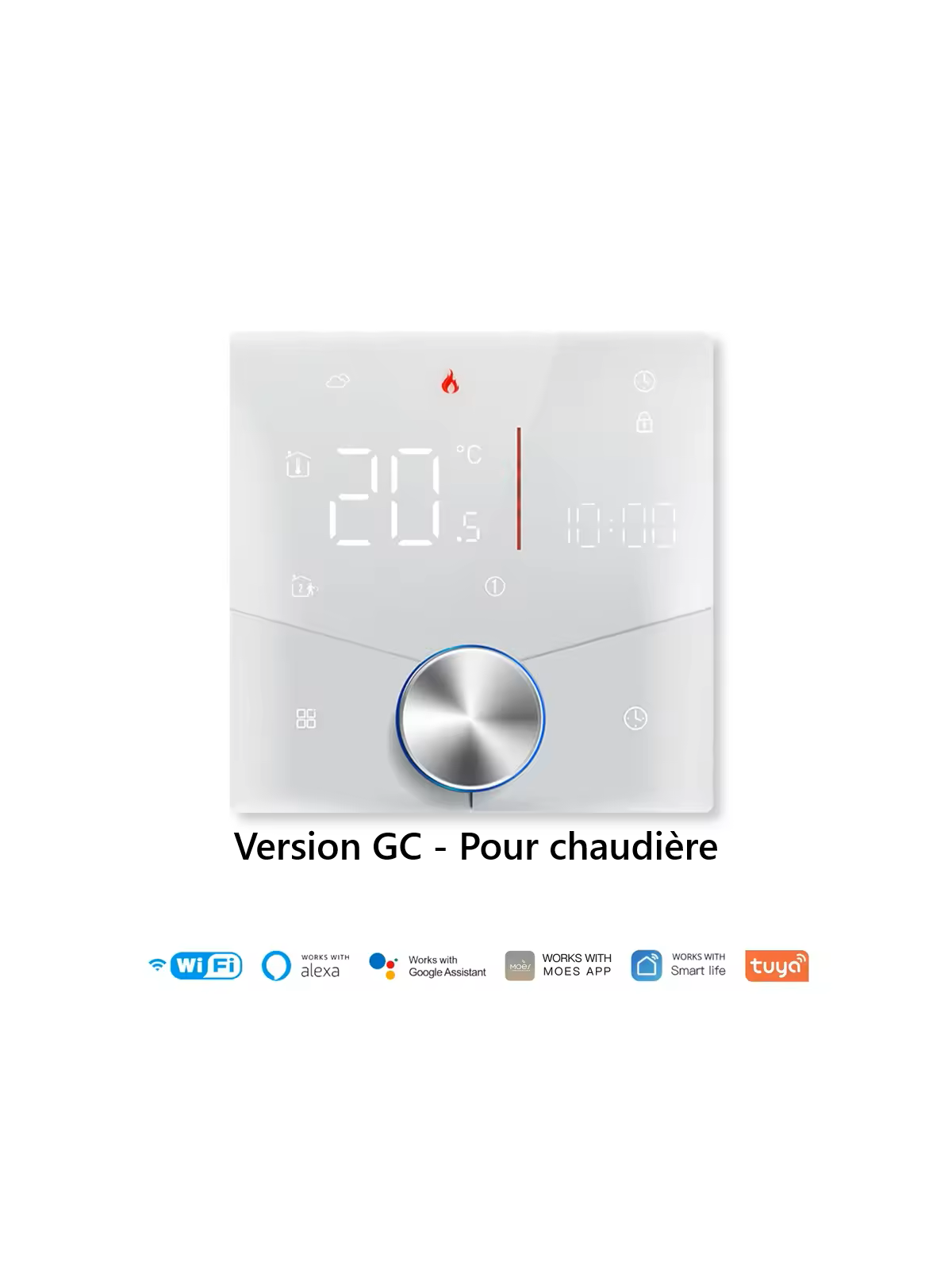 Moes "WHT-009-GC-XX-MS" - Thermostat contact sec WiFi pour chaudière - Compatible Tuya Smart Life, Google Home et Alexa