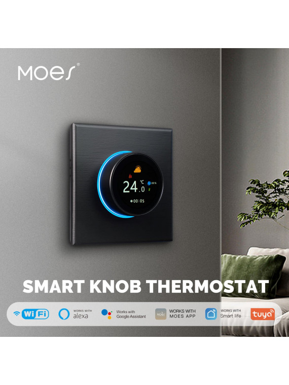 Moes "WHT-7000-GC-BK-MS" - Thermostat contact sec WiFi pour chaudière - Compatible Tuya, Lidl Home, Google et Alexa Moes "WHT-7000-GC-BK-MS" - Thermostat contact sec WiFi pour chaudière - Compatible Tuya, Lidl Home, Google et Alexa