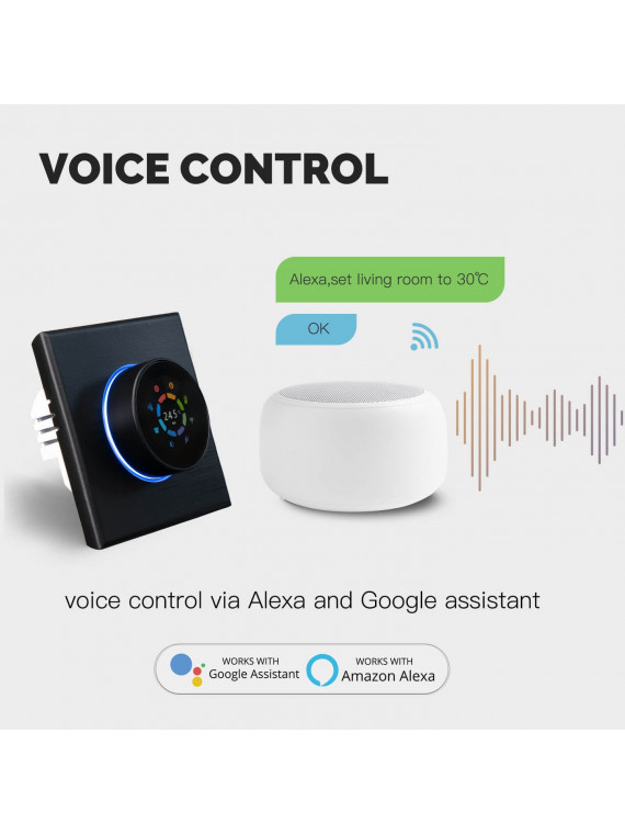 Moes "WHT-7000-GC-BK-MS" - Thermostat contact sec WiFi pour chaudière - Compatible Tuya, Lidl Home, Google et Alexa Moes "WHT-7000-GC-BK-MS" - Thermostat contact sec WiFi pour chaudière - Compatible Tuya, Lidl Home, Google et Alexa