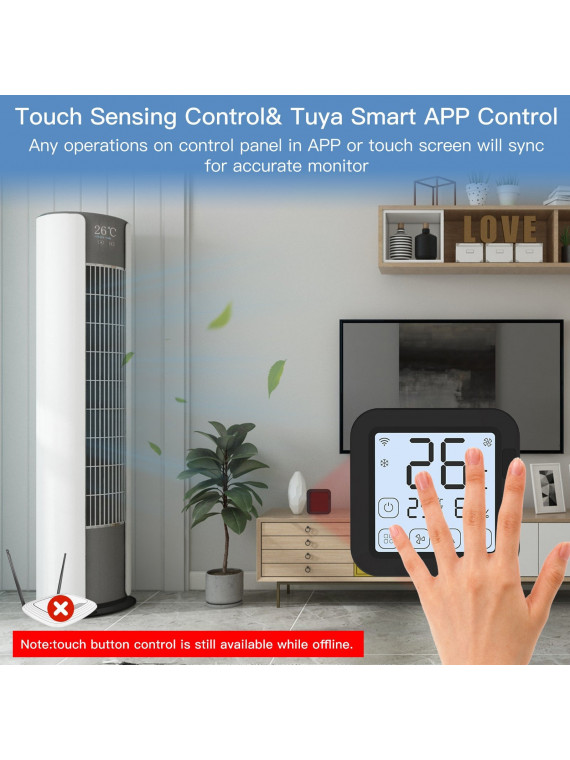 Moes "WR-FL-S16-BK-MS" - Thermostat WiFi pour climatiseur IR - Capteur de température et d'humidité avec écran - Compatible Tuya Moes "WR-FL-S16-BK-MS" - Thermostat WiFi pour climatiseur IR - Capteur de température et d'humidité avec écran - Compatible Tuya