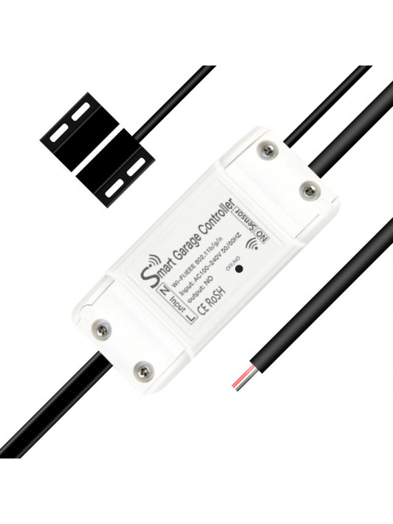 Moes "WM-102-EU-MS" - Kit de commande WiFi pour porte de garage avec capteur d'ouverture - Compatible Tuya, Alexa, Google