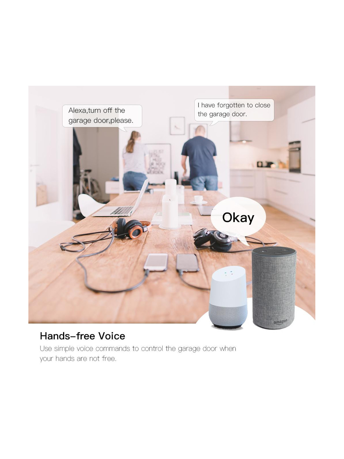 Moes "WM-102-EU-MS" - Kit de commande WiFi pour porte de garage avec capteur d'ouverture - Compatible Tuya, Alexa, Google