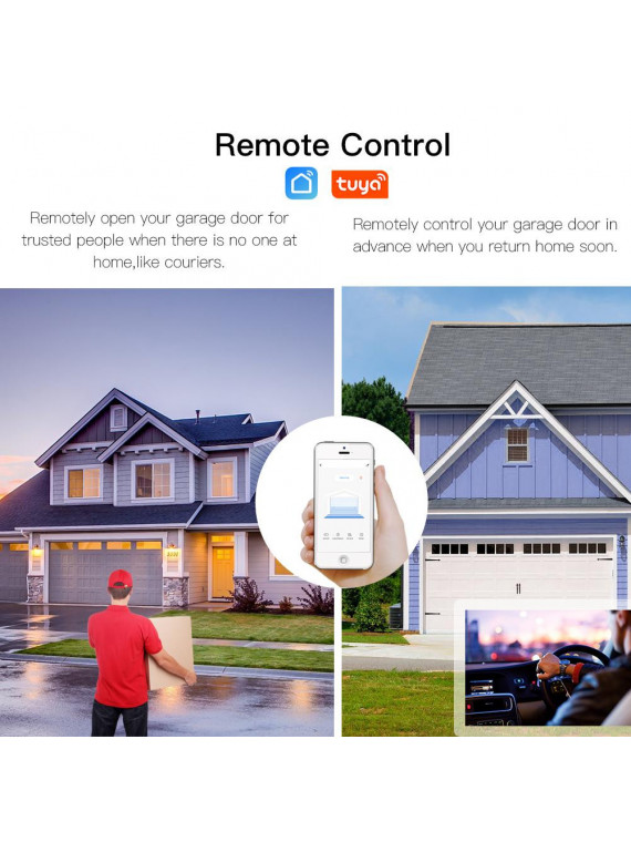 Moes "WM-102-EU-MS" - Kit de commande WiFi pour porte de garage avec capteur d'ouverture - Compatible Tuya, Alexa, Google
