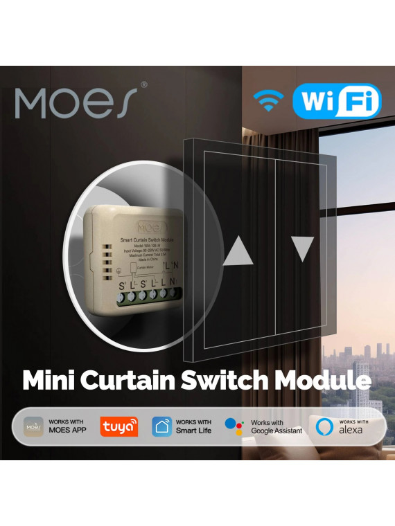 Moes "WM-108-M-MS" - Micromodule WiFi pour volet roulant - Compatible Tuya Smart Life, Lidl Home, Google Home et Amazon Alexa