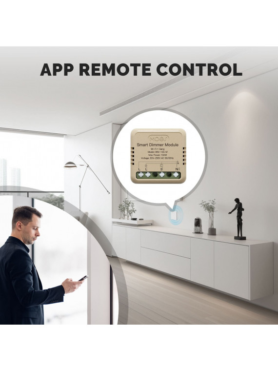 Moes "WM-105B-M-MS" - Micromodule WiFi double variateur de lumière - Compatible Tuya Smart Life, Lidl Home, Google Home et Alexa