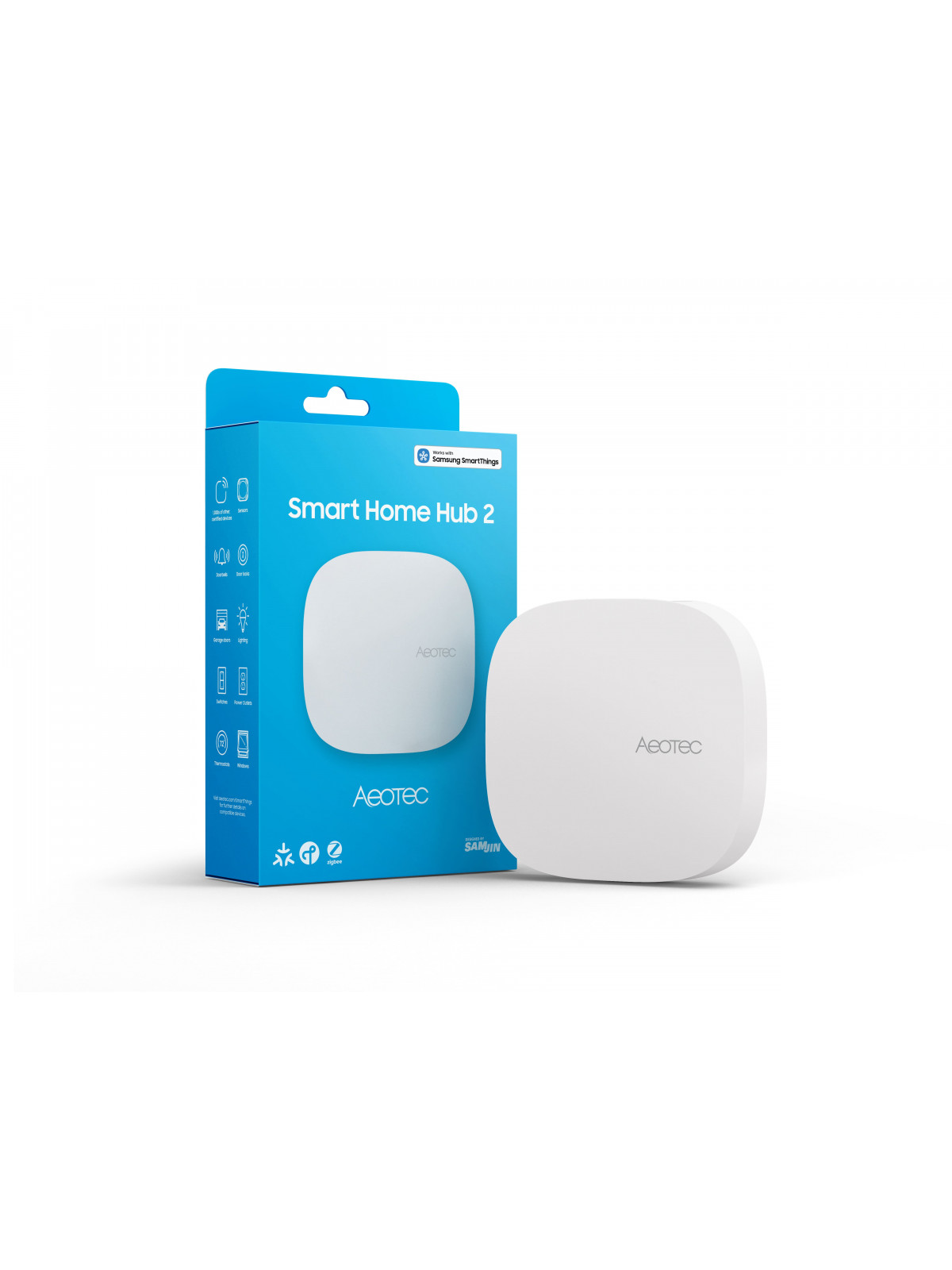 Aeotec SmartThings AEOHUBV4EU "Smart Home Hub 2" - Box/contrôleur domotique Zigbee et Matter - Compatible Google Home et Alexa