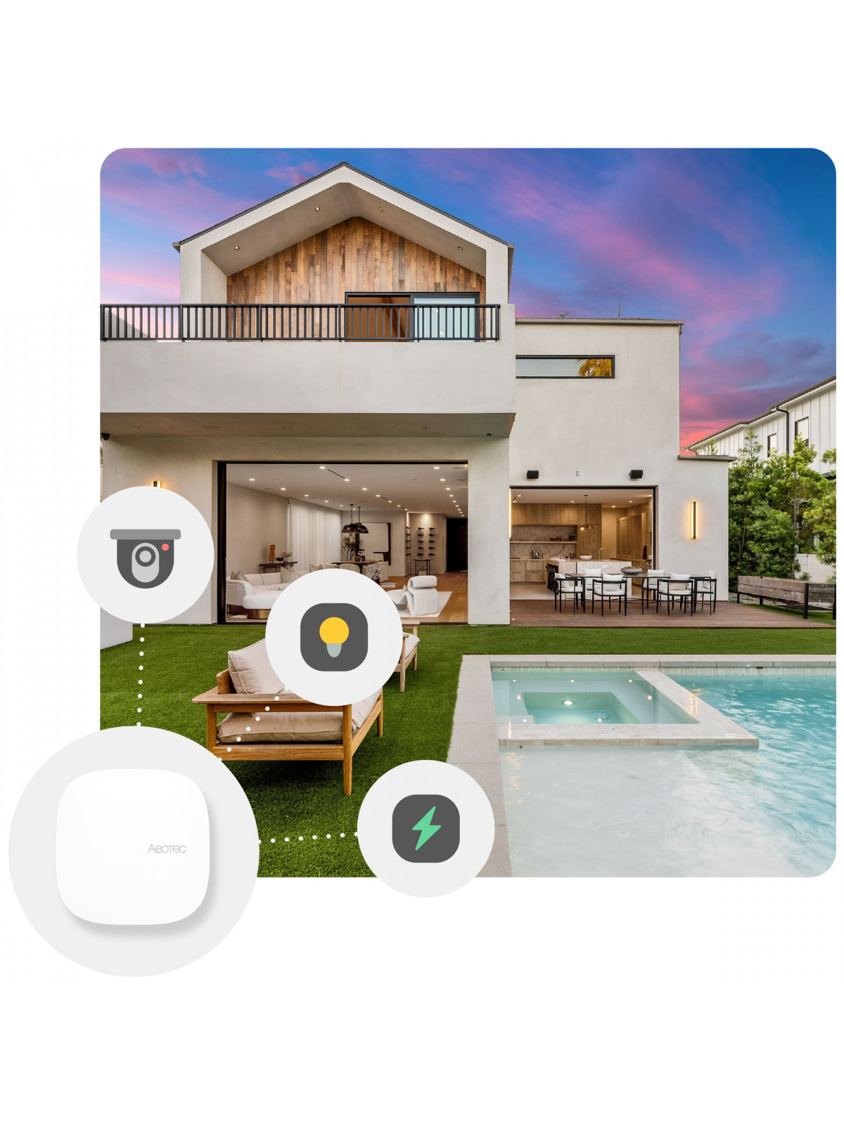 Aeotec SmartThings AEOHUBV4EU "Smart Home Hub 2" - Box/contrôleur domotique Zigbee et Matter - Compatible Google Home et Alexa