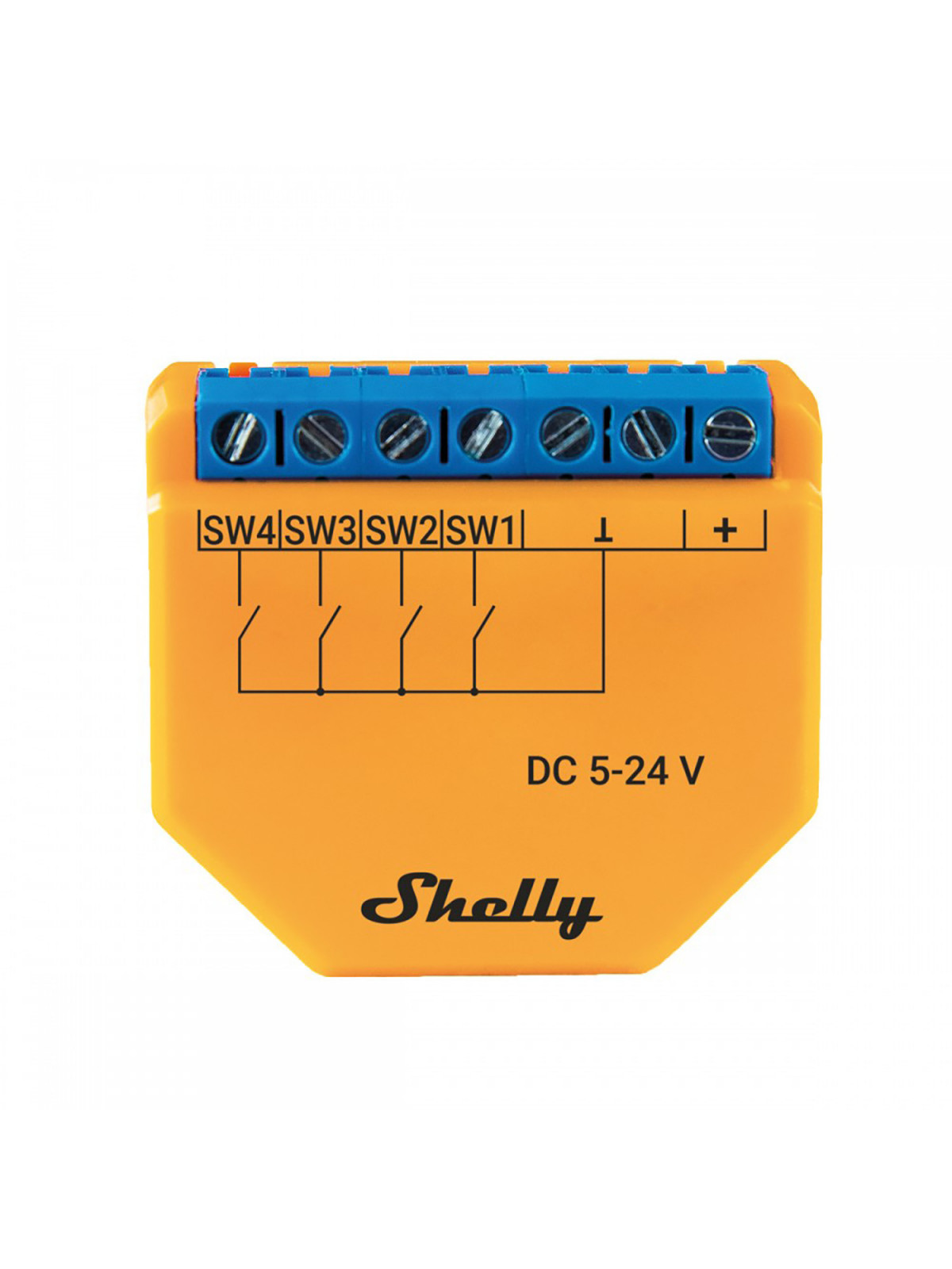Shelly "Plus i4 DC" - Micromodule WiFi émetteur / contrôleur de scènes avec 4 entrées pour boutons et/ou interrupteurs