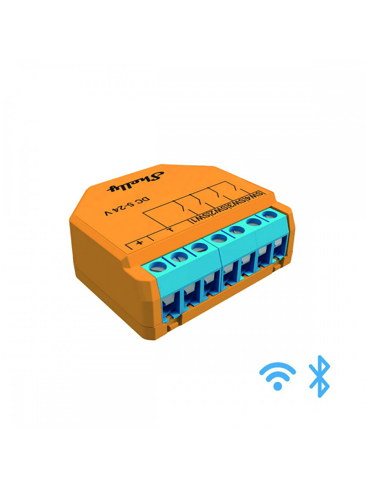 Shelly "Plus i4 DC" - Micromodule WiFi émetteur / contrôleur de scènes avec 4 entrées pour boutons et/ou interrupteurs