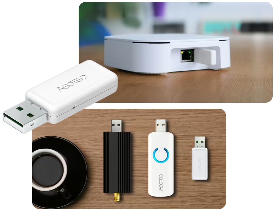 Design compact et fin du dongle Z-Wave série 800 et ZigBee Aeotec ZWA060
