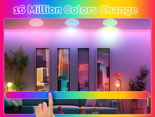 16 millions de couleurs RVB pour une ambiance personnalisée avec le plafonnier WiFi Moes WCL-XJ24-RCW-Y-WH-MS