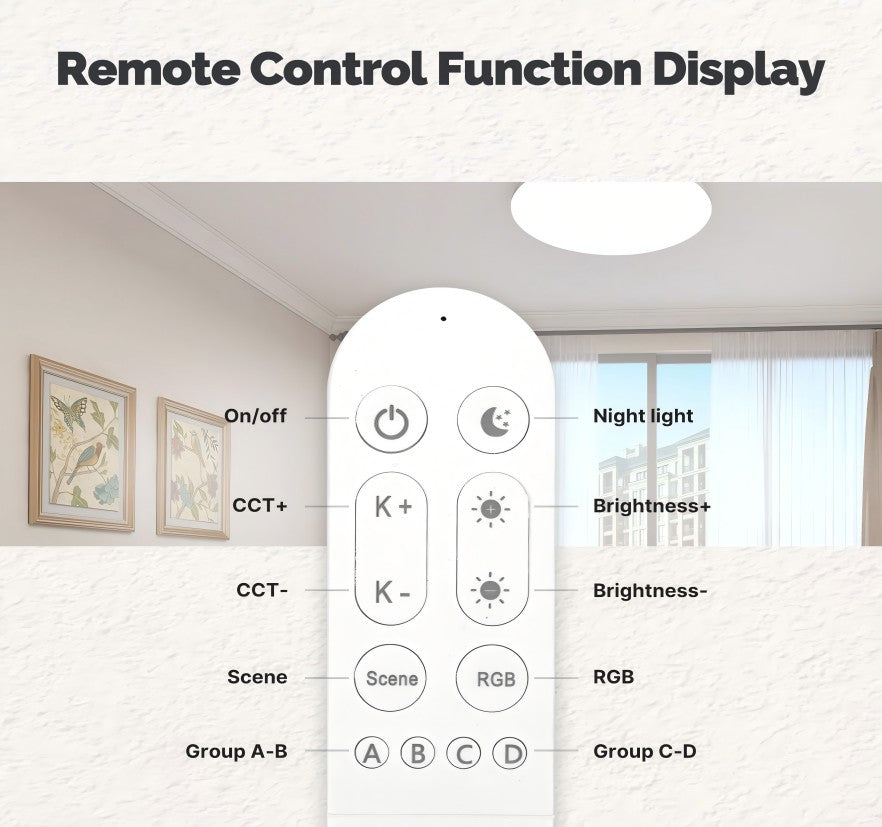 Télécommande Beacon intégrée pour un contrôle simplifié avec le plafonnier WiFi Moes WCL-XJ24-RCW-Y-WH-MS