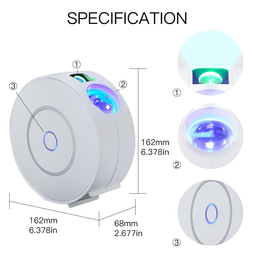 Dimensions du projecteur d'ambiance WiFi Moes WL-NX-EUSP-MS