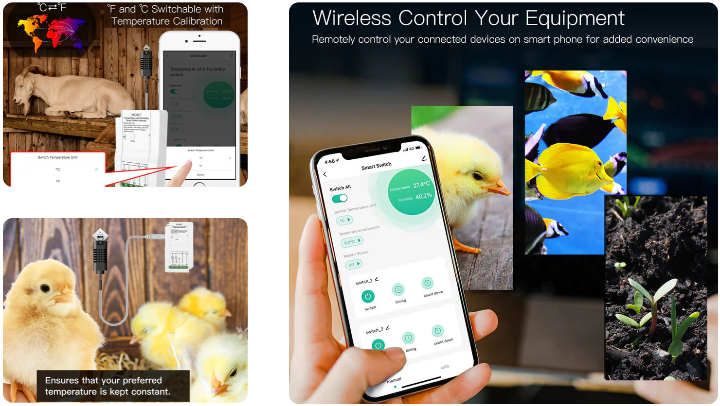 Contrôle marche arrêt et surveillance intelligente avec le module contacteur et sonde WiFi Moes WM-103-MS