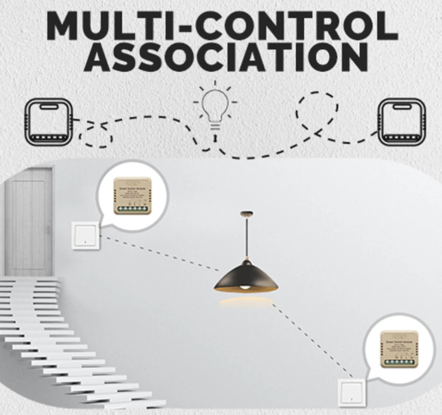 Association multi-commande avec le micromodule WiFi relais Moes WM-104-M-MS