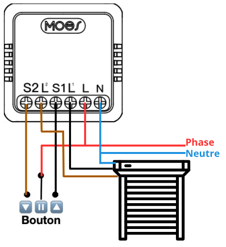 Câblage électrique du micromodule WiFi pour volet roulant WM-108-M-MS