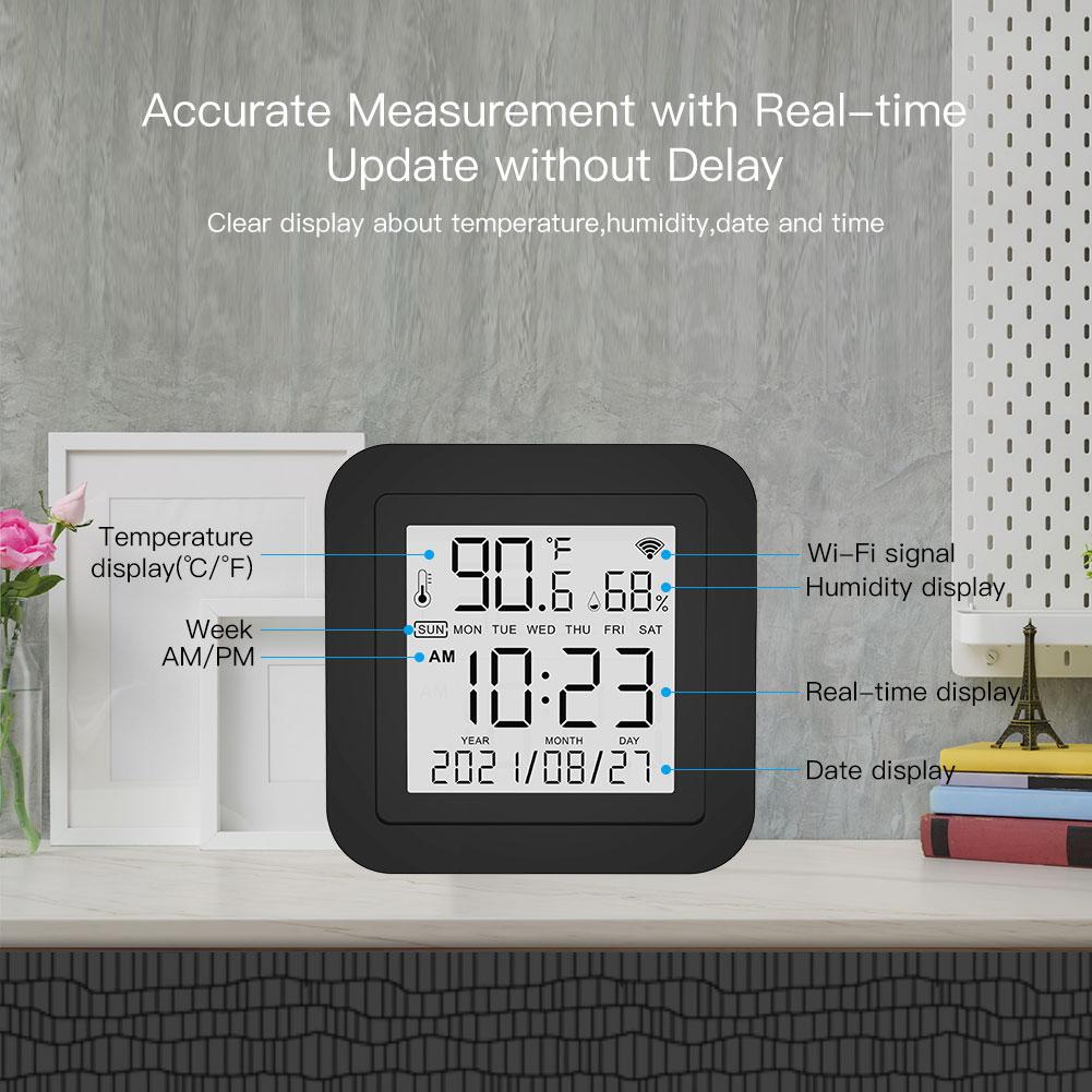 Écran LCD avec le capteur de température et d'humidité WiFi Moes WR-TY-THR-BK-MS