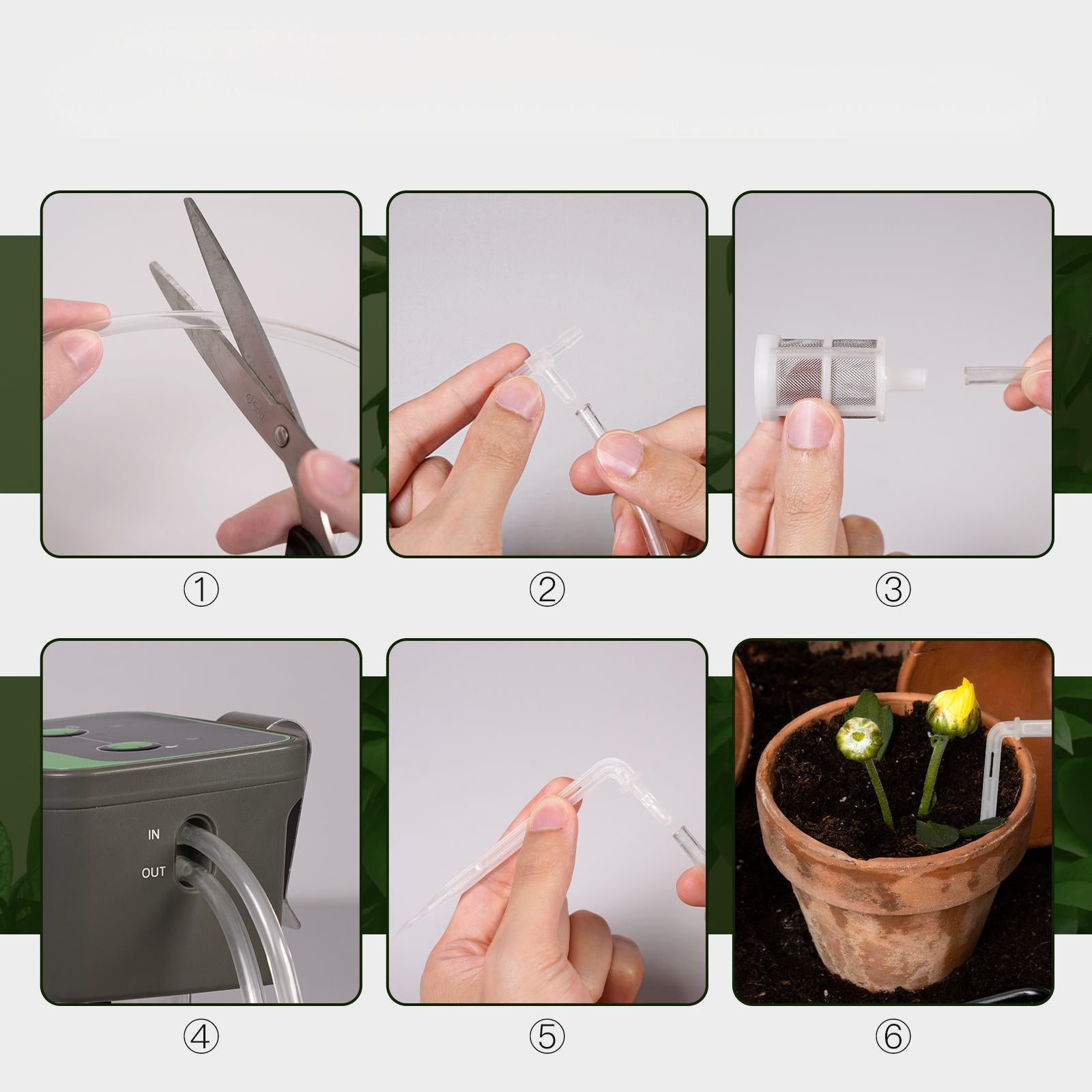 Etapes d'installation de l'arroseur automatique pour plantes WiFi Moes WWP-GDT102W-MS