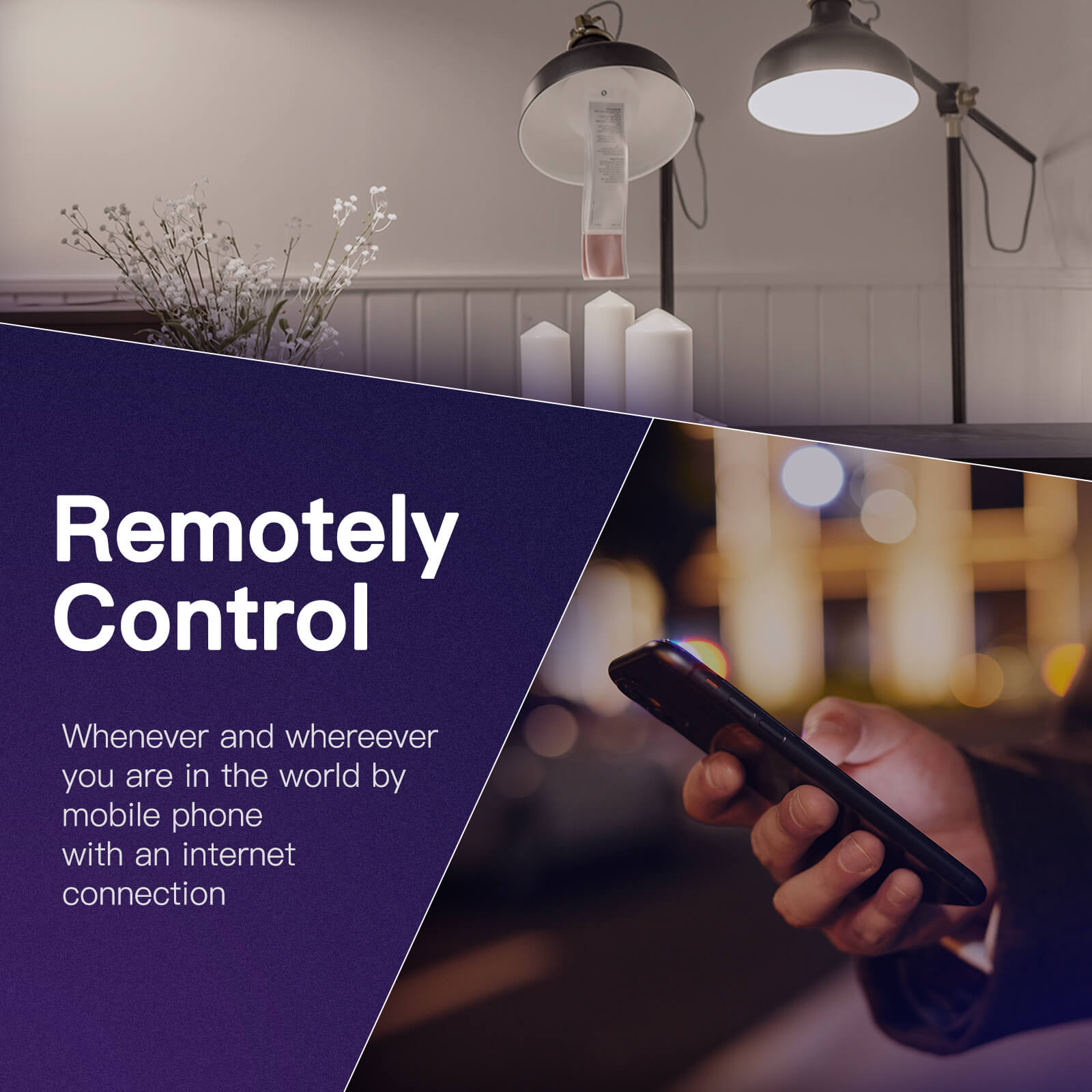 Contrôle à distance via l'application Moes ou Tuya Smart Life avec l'ampoule LED RGB GU10 WiFi Moes ZB-TD5-RCW-GU10-MS