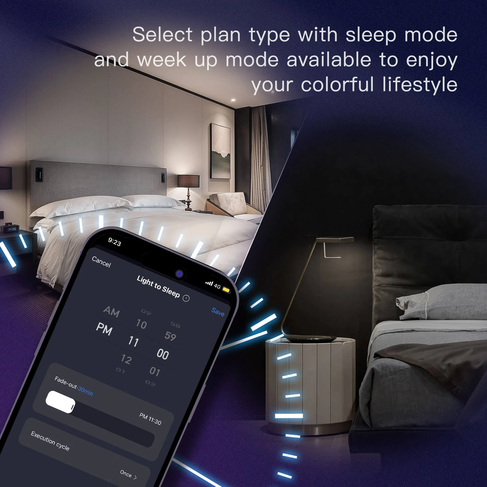 Minuterie programmable et mode réveil veille avec l'ampoule LED RGB GU10 WiFi Moes ZB-TD5-RCW-GU10-MS