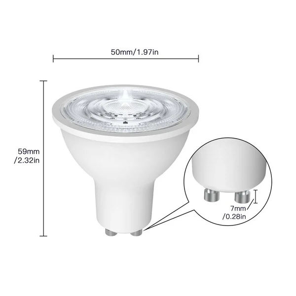 Dimensions de l'ampoule RGBW GU10 ZigBee Moes ZB-TD5-RCW-GU10-MS