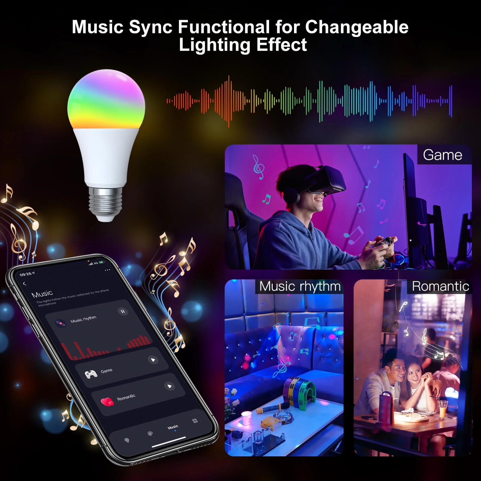 Synchronisation musique et lumière avec l'ampoule RGBW E27 ZigBee Moes ZB-TDA9-RCW-E27-MS